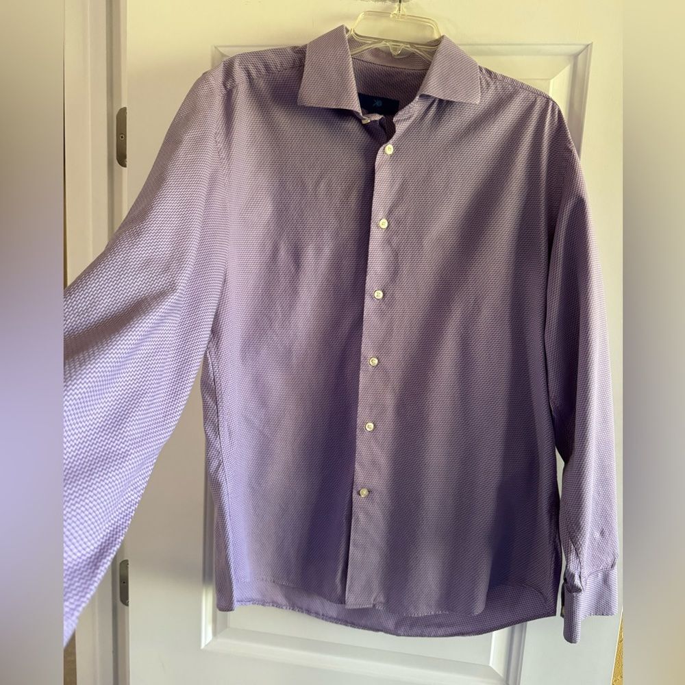 Egara Men's Button up Shirt Size XL Neck 17-17 1/2 Purple Pattern 100% Cotton